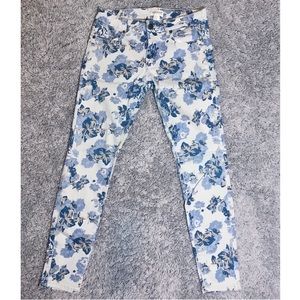 Floral denim jeans
